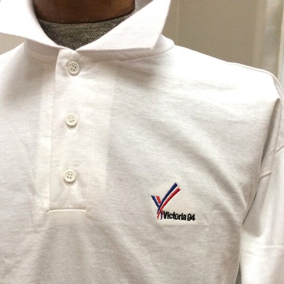 1994 Commonwealth Games Men's Polo Shirt, Golf Shirt White Short Sleeve L NEW - Picture 2 of 4